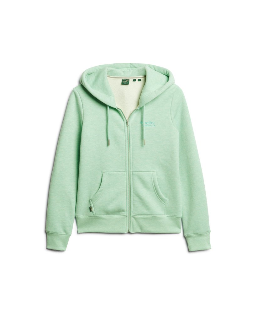 essential logo zip hoodie in minted green marl