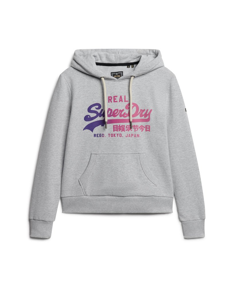hoodie met vintage logo in gemêleerd grijs.