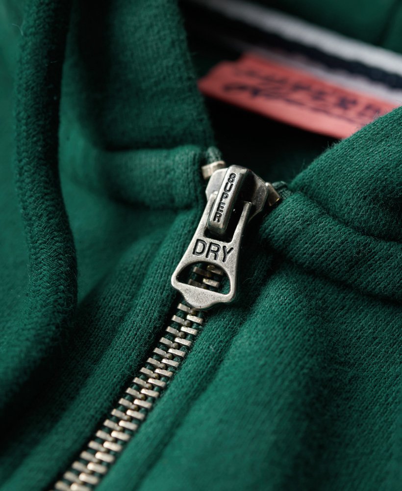 athletic essentials crop zip hoodie in donker dennengroen