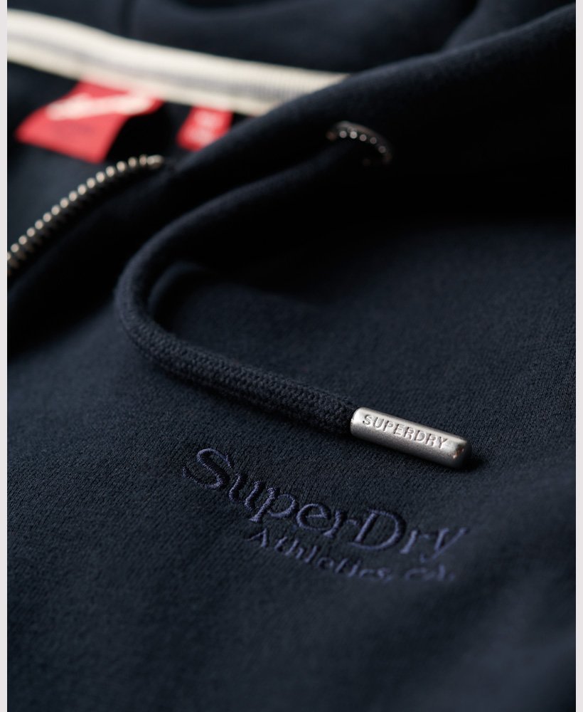 essential logo zip hoodie in eclipse navy