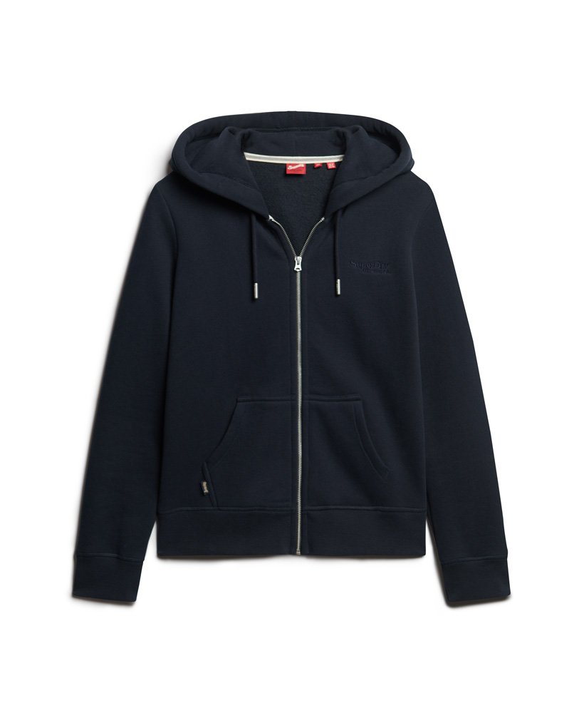 essential logo zip hoodie in eclipse navy