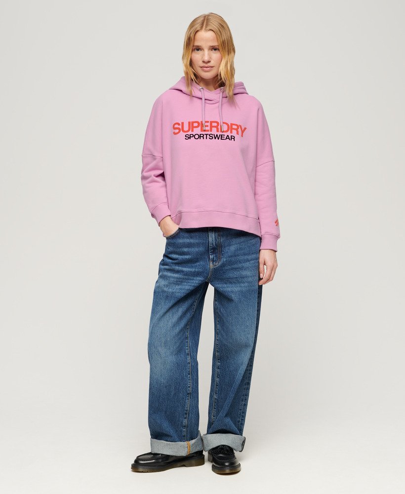 sportswear logo boxy hoodie in hyper lavender