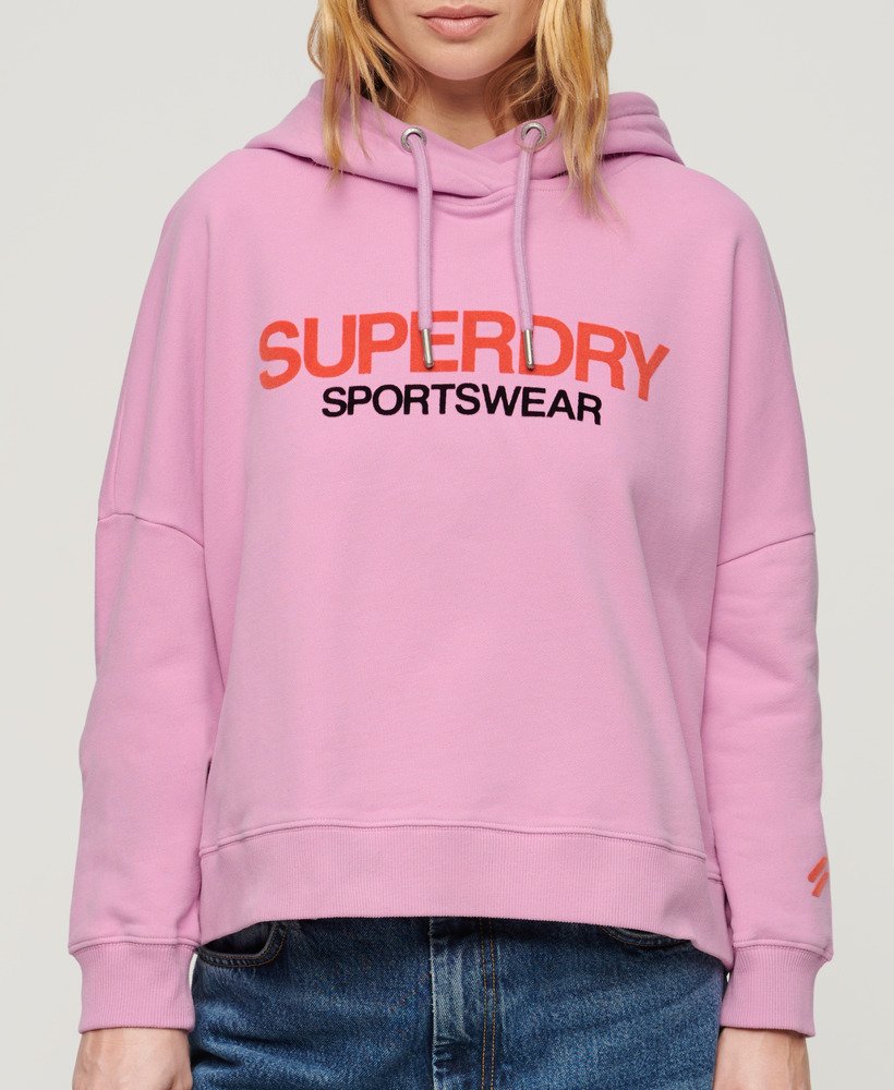 sportswear logo boxy hoodie in hyper lavender