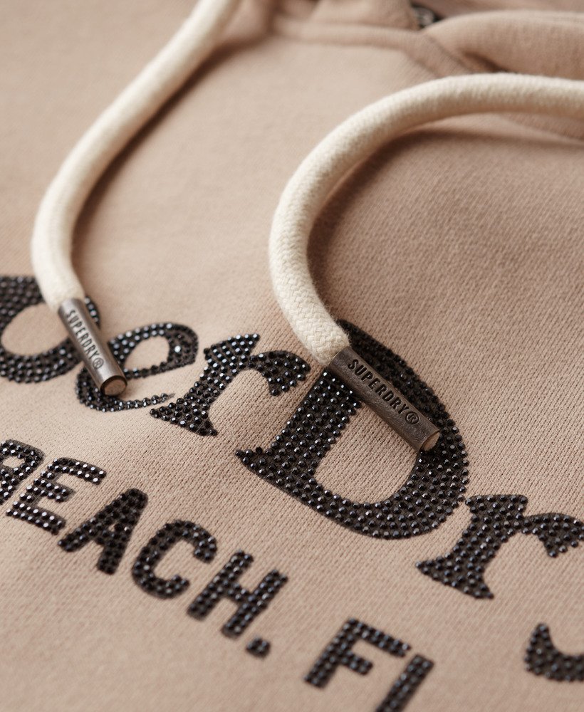 metallic venue logo hoodie in deep beige slub