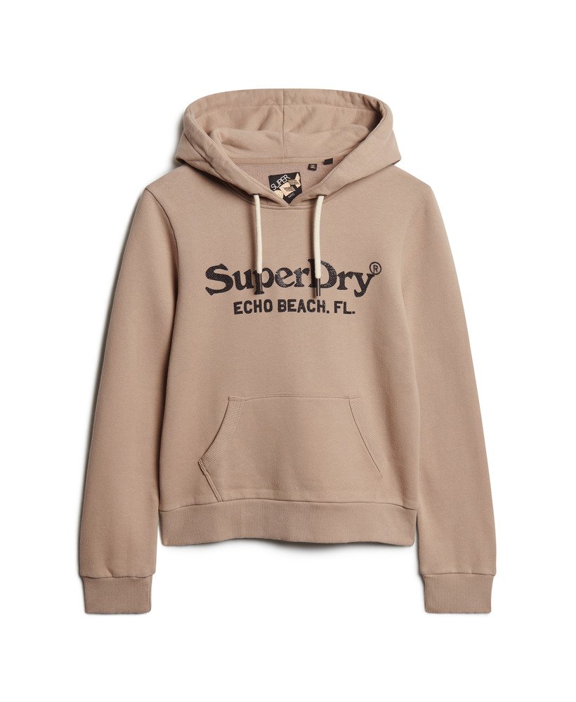 metallic venue logo hoodie in deep beige slub
