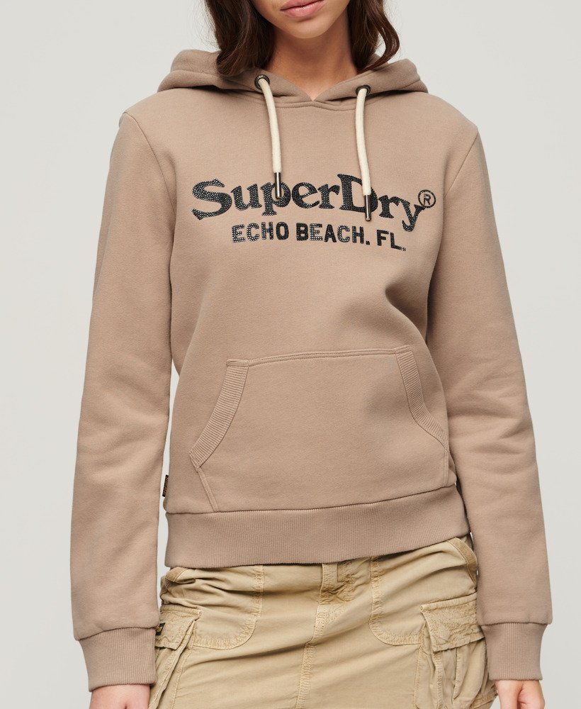 metallic venue logo hoodie in deep beige slub