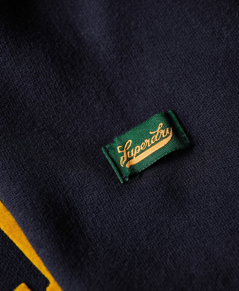 varsity hoodie met fluweelachtige print in donkerblauw.