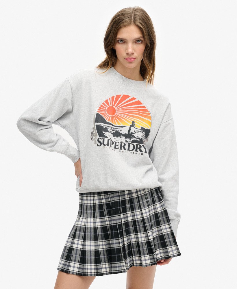 reissouvenir losvallende sweater in gemêleerd grijs.