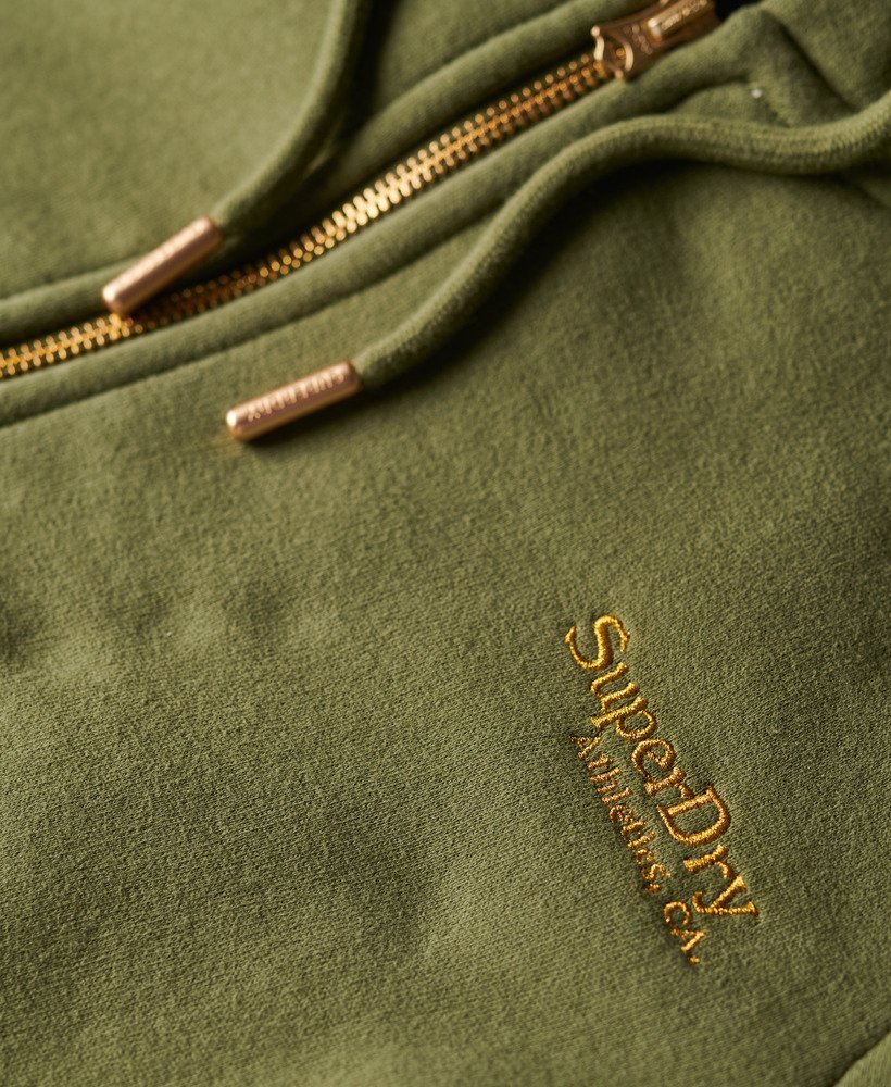 essential logo zip hoodie in olive khaki