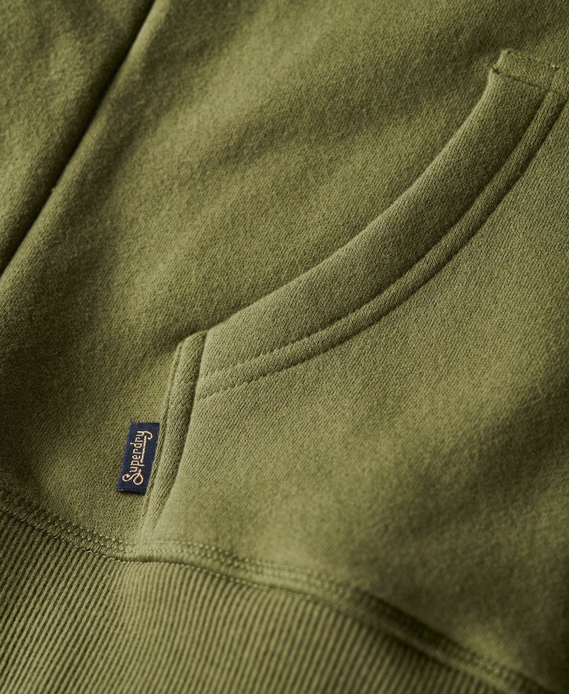 essential logo zip hoodie in olive khaki