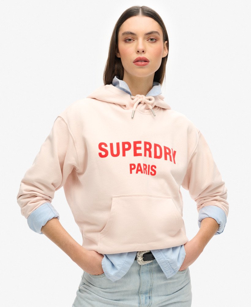 sport luxe loose hoodie in mauve morn pink
