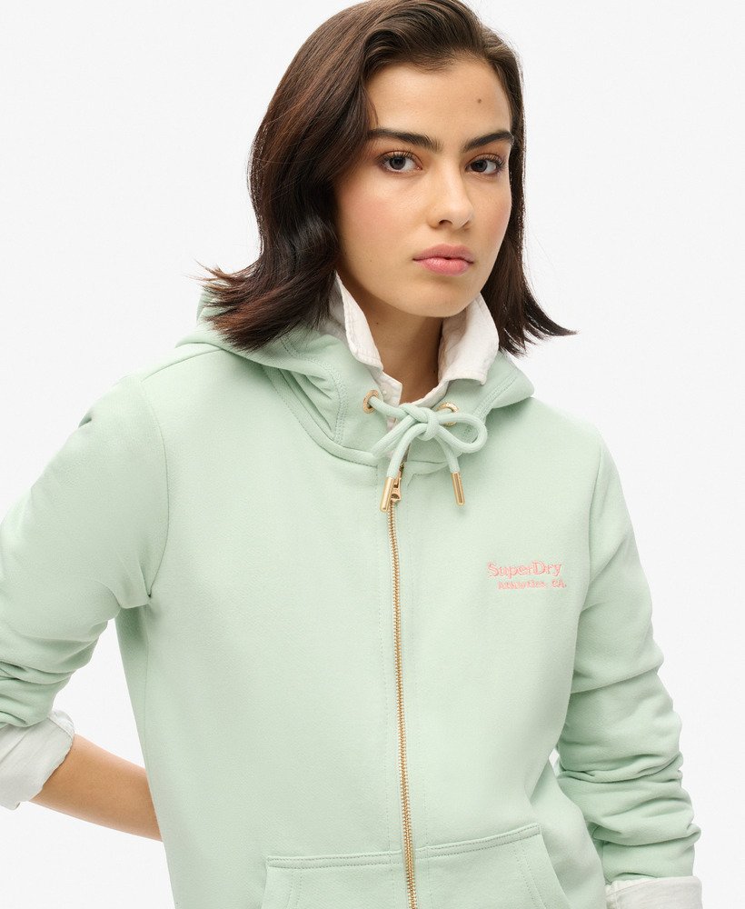 essential logo zip hoodie in surf spray green