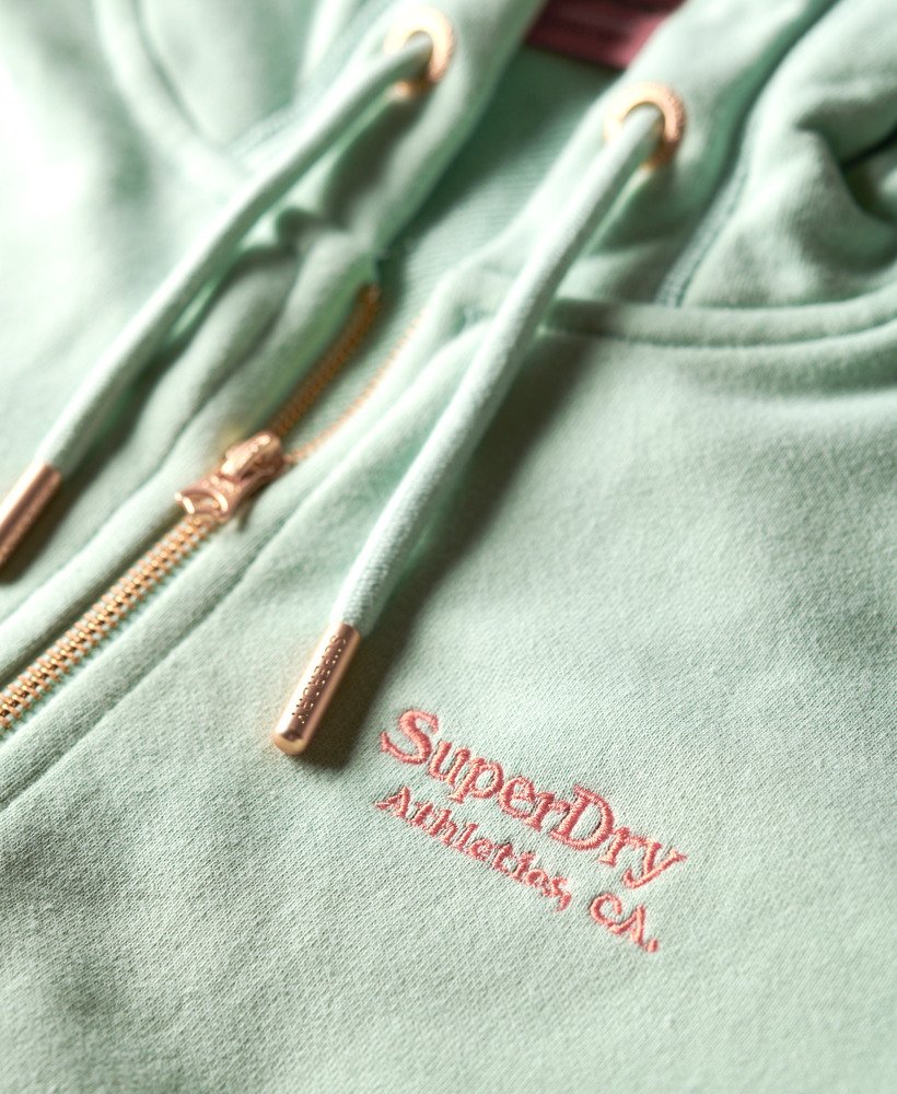 essential logo zip hoodie in surf spray green