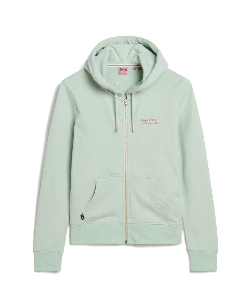 essential logo zip hoodie in surf spray green
