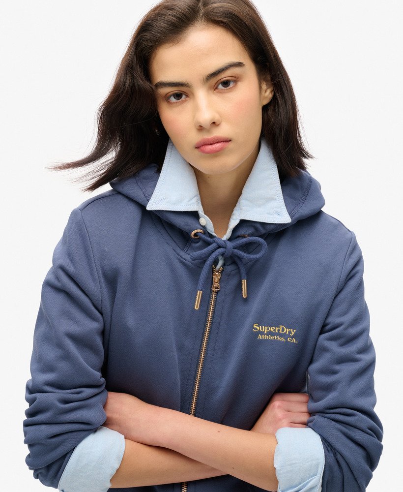 essential logo zip hoodie in mariner navy