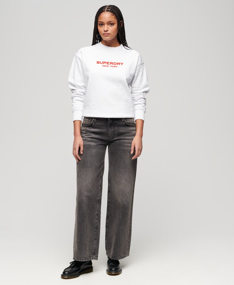 sport luxe crew sweatshirt in briljant wit