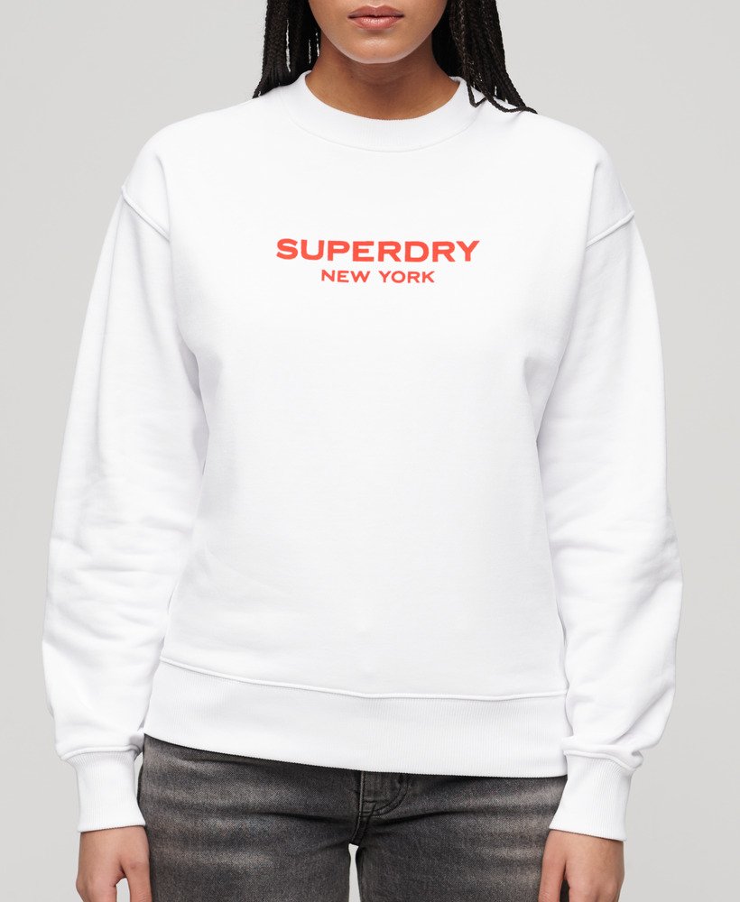 sport luxe crew sweatshirt in briljant wit