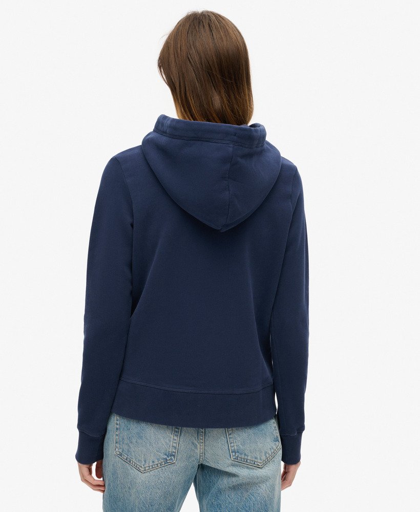 essential logo hoodie in richest navy