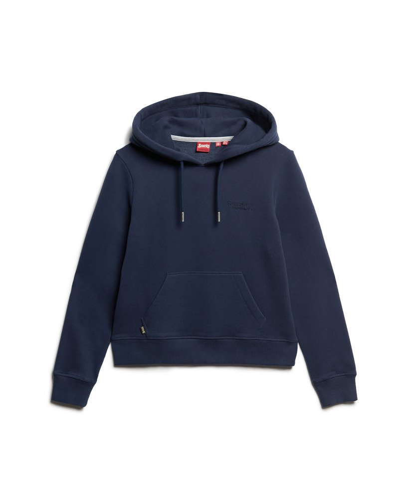 essential logo hoodie in richest navy