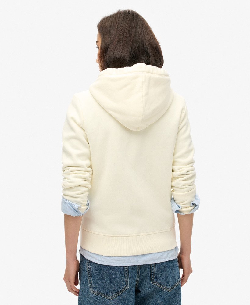 essential logo zip hoodie in off white