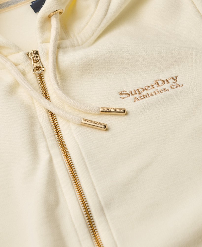 essential logo zip hoodie in off white