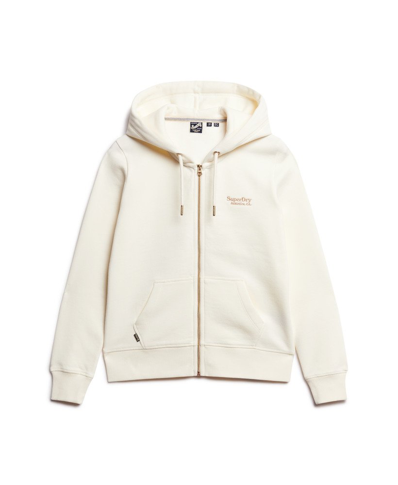 essential logo zip hoodie in off white