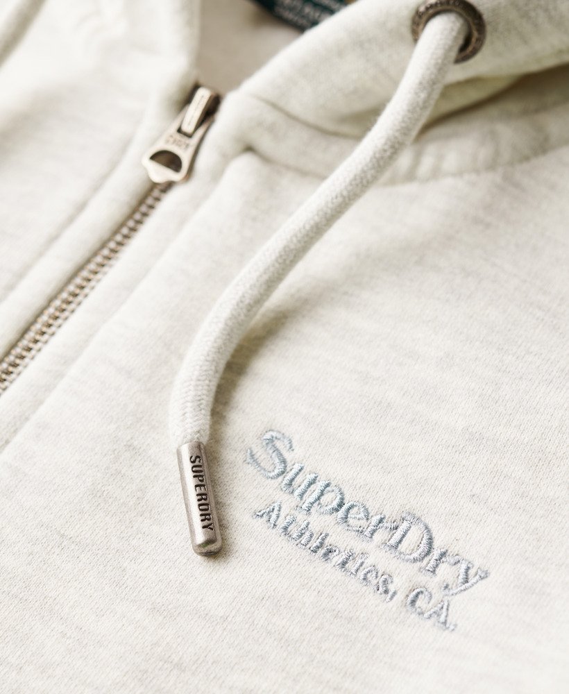 essential logo zip hoodie in glacier grey marl