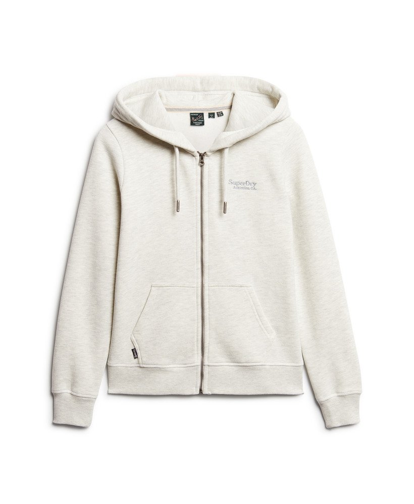 essential logo zip hoodie in glacier grey marl