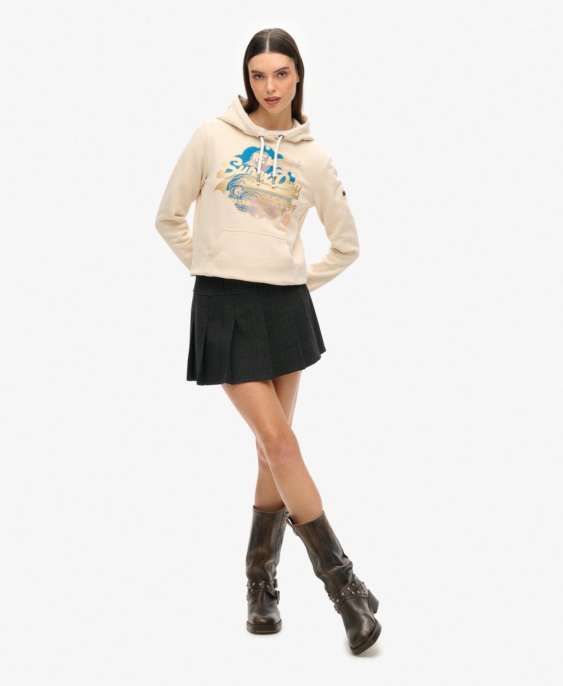 vintage itago hoodie met logo in tapioca crème beige
