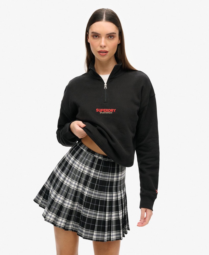 sportswear logo boxy half zip sweatshirt in zwart