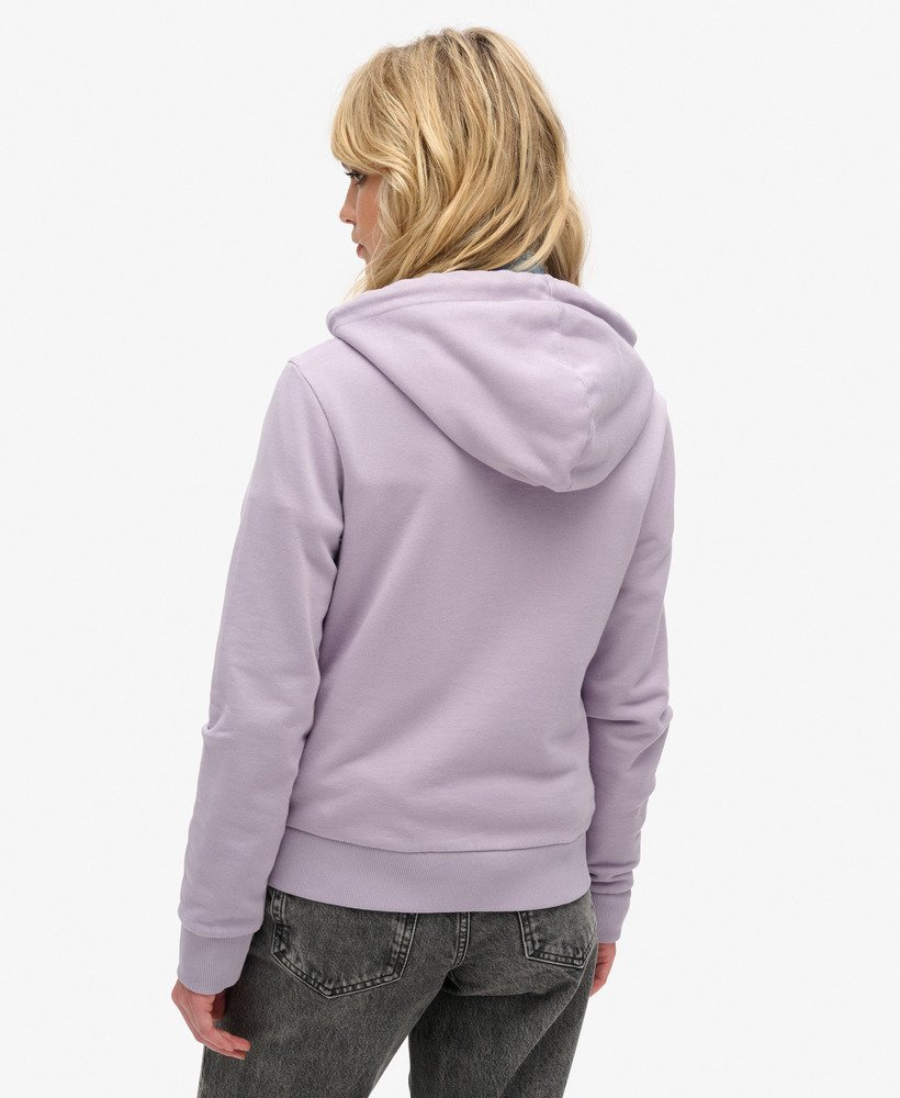 metallic vintage logo graphic onbewerkte hoodie in wisteria paars