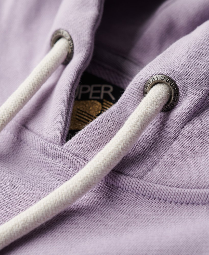 metallic vintage logo graphic onbewerkte hoodie in wisteria paars