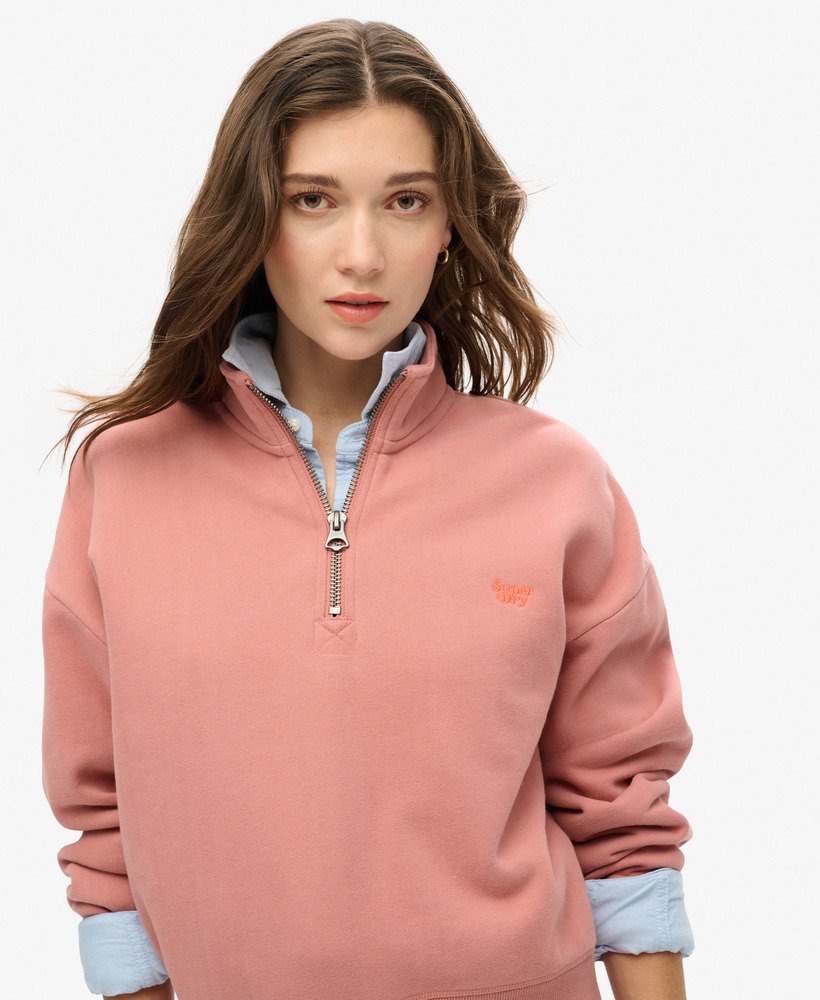 essentiële trui met halve rits in ash rose