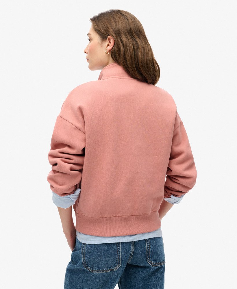 essentiële trui met halve rits in ash rose