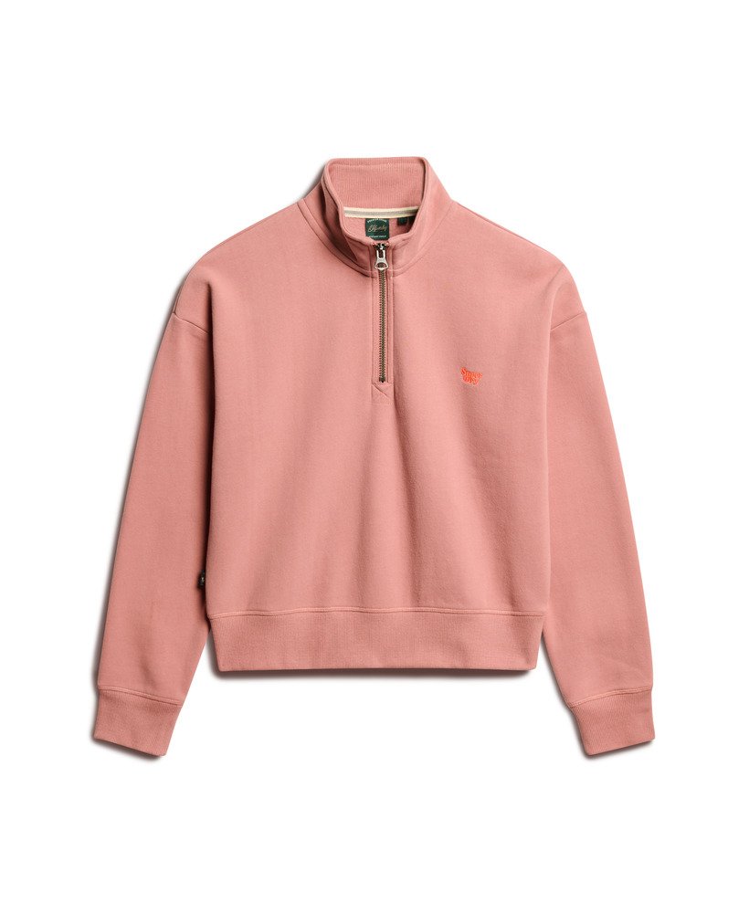 essentiële trui met halve rits in ash rose