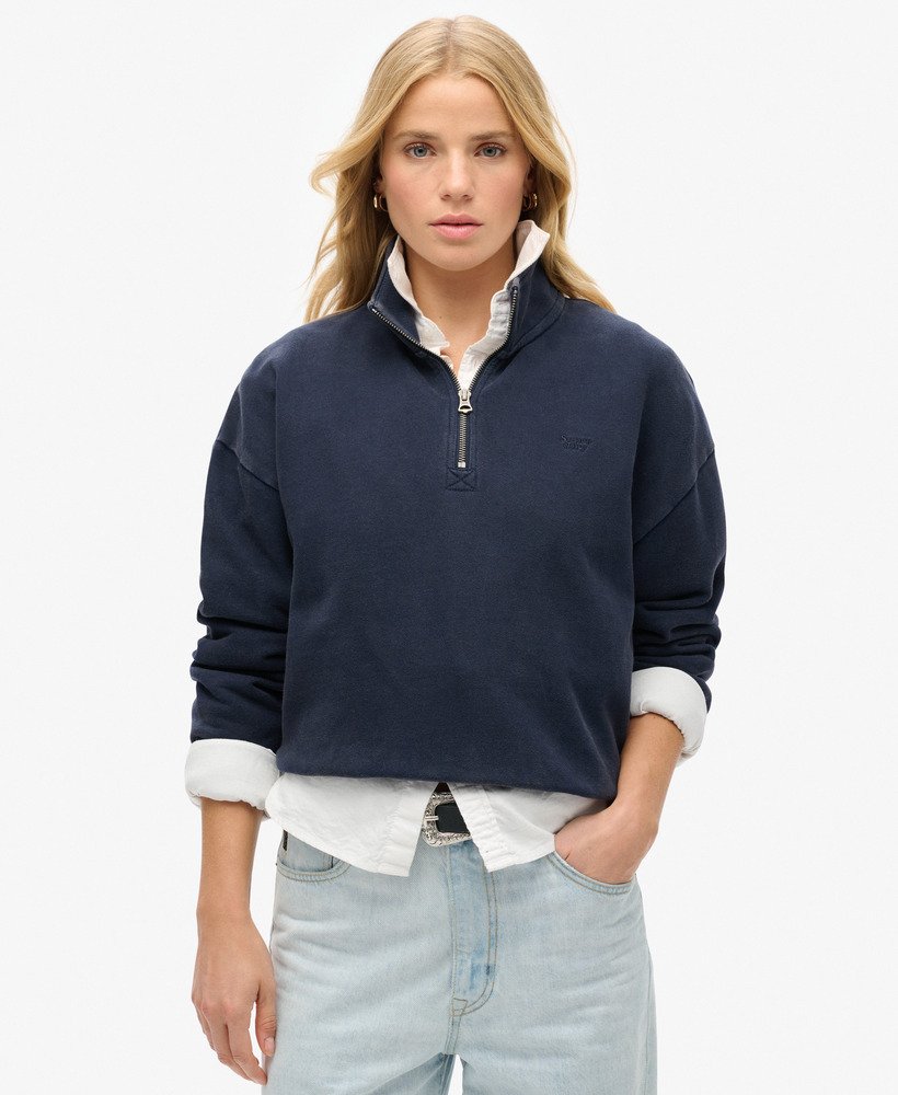 athletic essentials half zip sweatshirt in rich navy