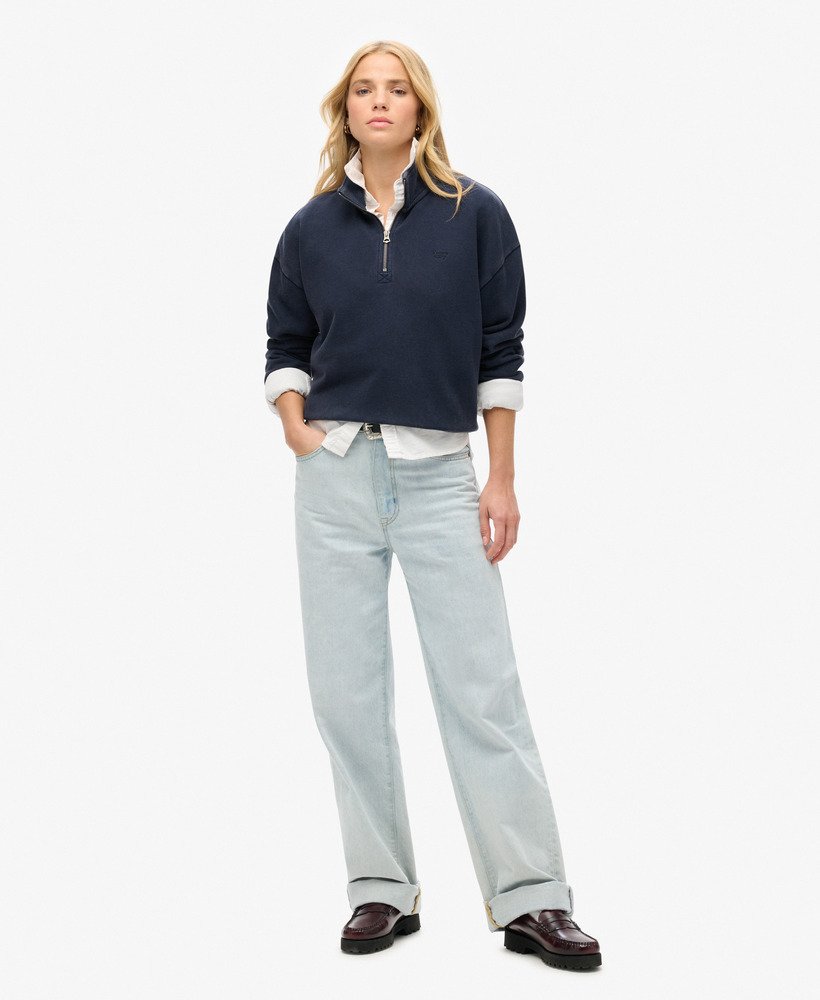 athletic essentials half zip sweatshirt in rich navy