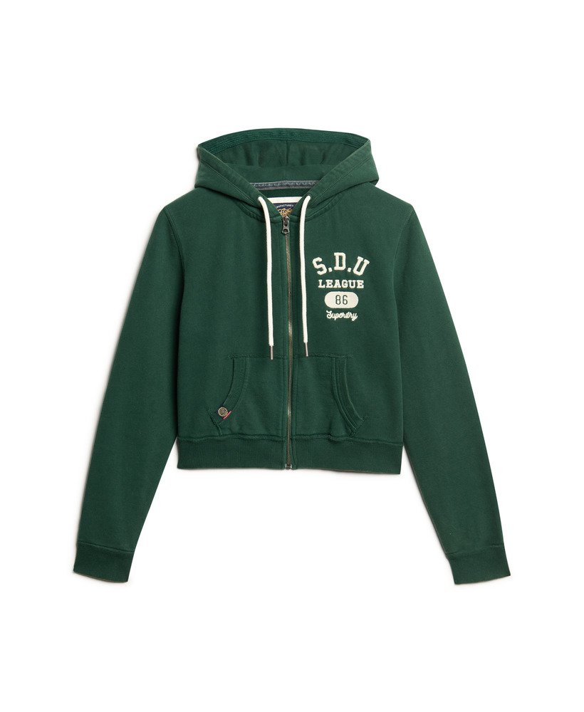 athletic essentials relaxed crop zip-hoodie in email green