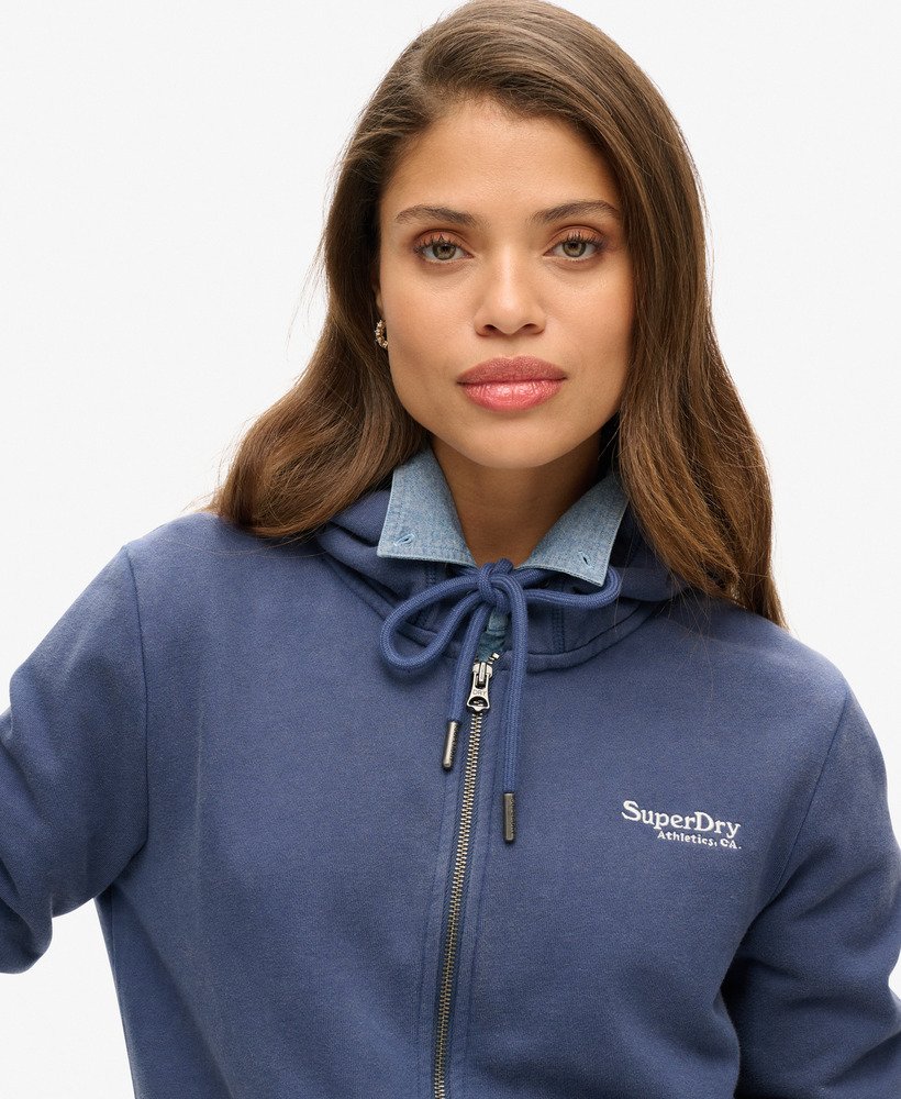 essential logo zip hoodie in mariner navy