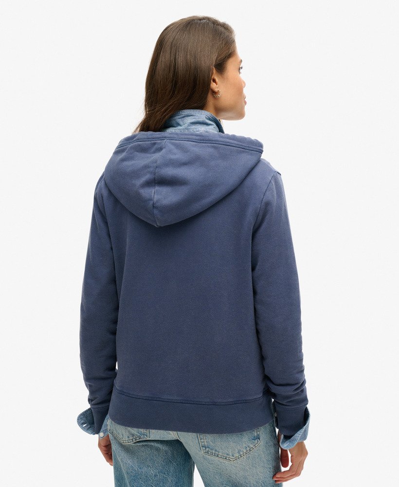 essential logo zip hoodie in mariner navy