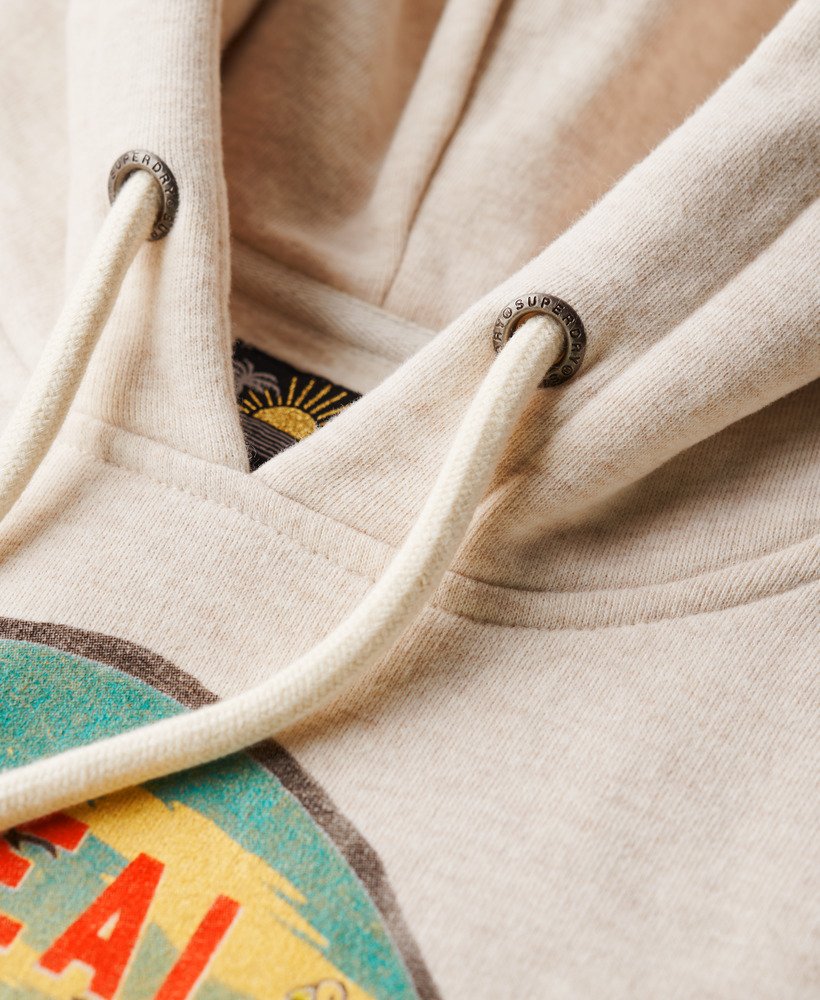 la vintage logo graphic hoodie in oat cream marl