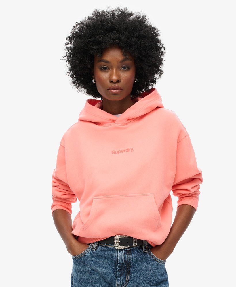 core logo city loose hoodie in pastelline coral