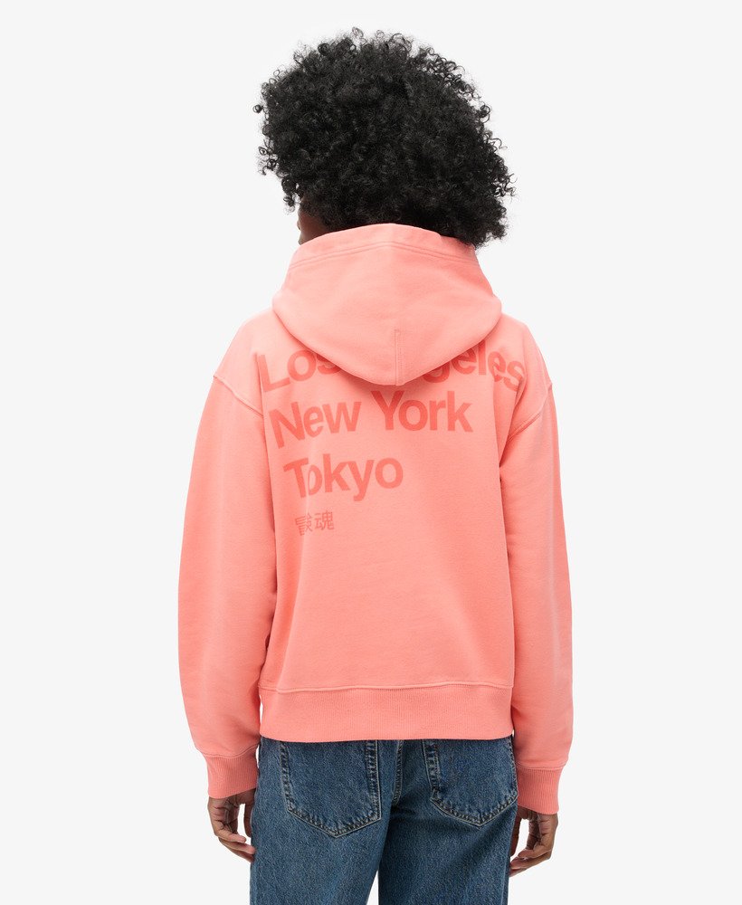 core logo city loose hoodie in pastelline coral