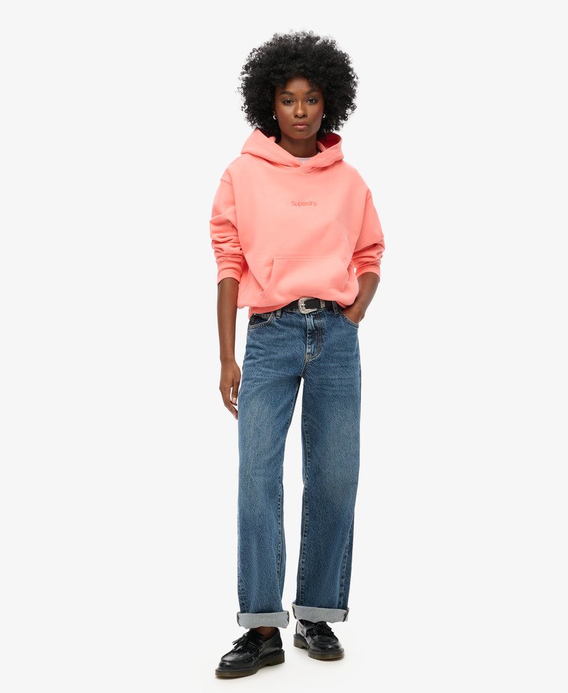 core logo city loose hoodie in pastelline coral