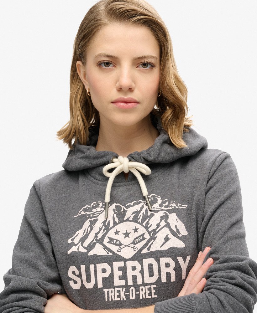 lo-fi outdoor hoodie met grafische print in granietgrijs gemêleerd.
