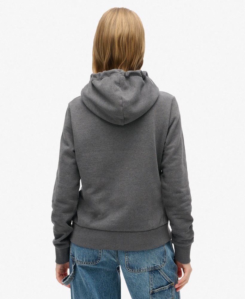 lo-fi outdoor hoodie met grafische print in granietgrijs gemêleerd.