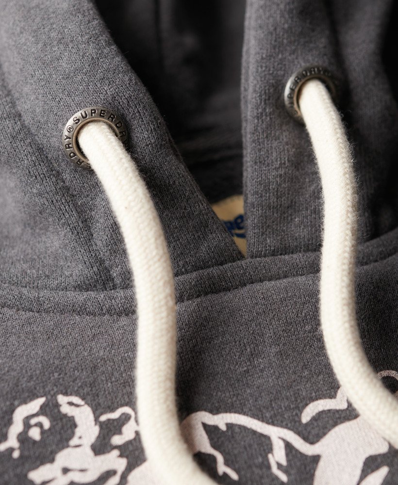 lo-fi outdoor hoodie met grafische print in granietgrijs gemêleerd.
