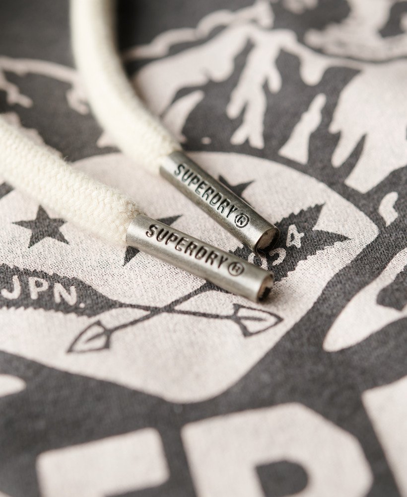 lo-fi outdoor hoodie met grafische print in granietgrijs gemêleerd.
