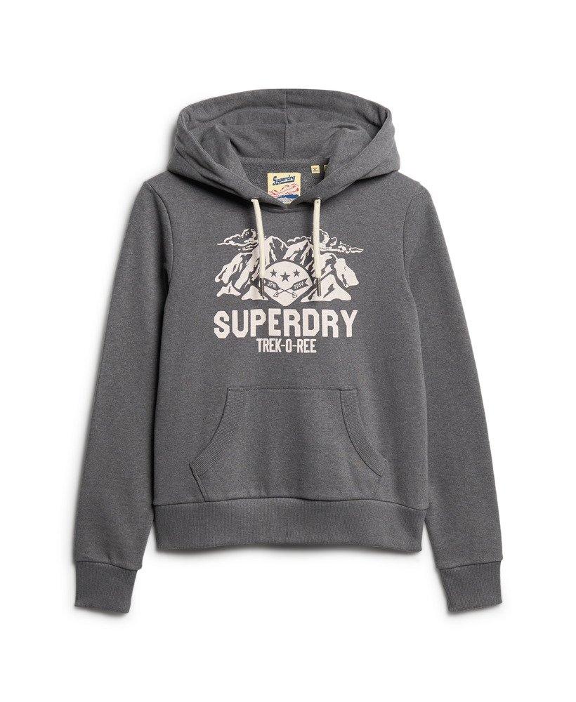 lo-fi outdoor hoodie met grafische print in granietgrijs gemêleerd.