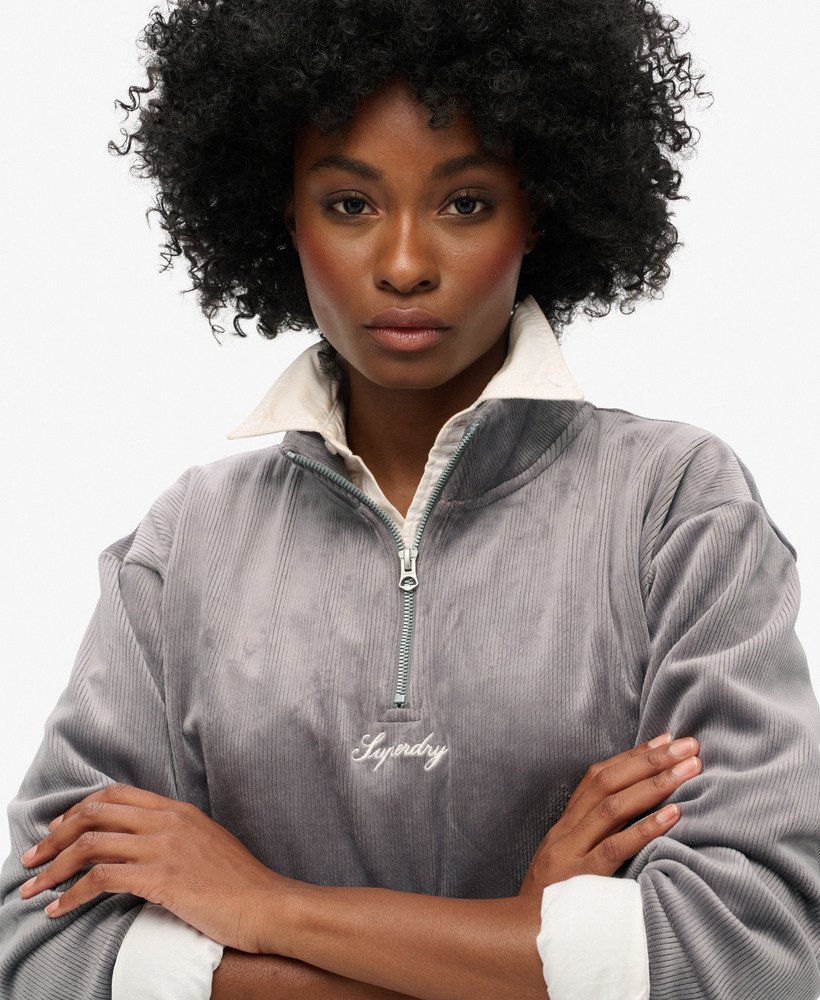 country club velours half-zip in rock dark grey